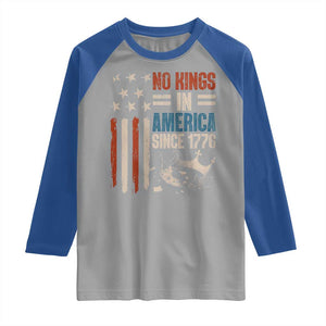 No Kings in America Raglan Shirt Since 1776 Social Justice American Flag TS10 Sport Gray Royal Print Your Wear