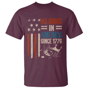 No Kings in America T Shirt - Since 1776 Social Justice American Flag Democracy Tee TS10 Maroon Print Your Wear