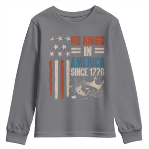 No Kings in America Youth Sweatshirt Since 1776 Social Justice American Flag TS10 Charcoal Print Your Wear