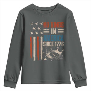 No Kings in America Youth Sweatshirt Since 1776 Social Justice American Flag TS10 Dark Heather Print Your Wear