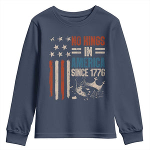 No Kings in America Youth Sweatshirt Since 1776 Social Justice American Flag TS10 Navy Print Your Wear