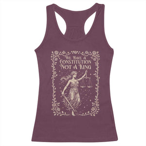 No Kings in America Racerback Tank Top We Have A Constitution Not A King Resist TS10 Maroon Print Your Wear
