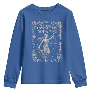 No Kings in America Youth Sweatshirt We Have A Constitution Not A King Resist TS10 Royal Blue Print Your Wear