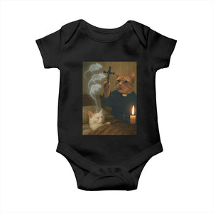 Funny Exorcist Cat Meme Baby Onesie Dark Humor Cat TS10 Black Print Your Wear