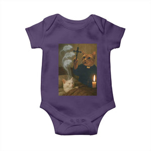Funny Exorcist Cat Meme Baby Onesie Dark Humor Cat TS10 Purple Print Your Wear