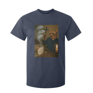 Funny Exorcist Cat Meme T Shirt For Kid Dark Humor Cat TS10 Navy Print Your Wear