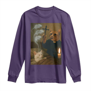 Funny Exorcist Cat Meme Long Sleeve Shirt Dark Humor Cat TS10 Purple Print Your Wear