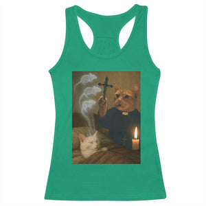 Funny Exorcist Cat Meme Racerback Tank Top Dark Humor Cat TS10 Irish Green Print Your Wear