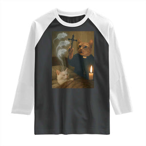 Funny Exorcist Cat Meme Raglan Shirt Dark Humor Cat TS10 Black White Print Your Wear