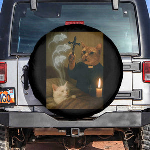 Funny Exorcist Cat Meme Spare Tire Cover Dark Humor Cat TS10 No hole Black Print Your Wear