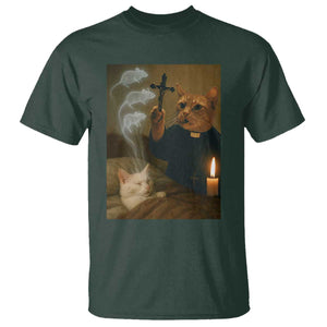 Funny Exorcist Cat Meme T Shirt Dark Humor Cat TS10 Dark Forest Green Print Your Wear