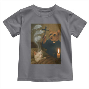 Funny Exorcist Cat Meme Toddler T Shirt Dark Humor Cat TS10 Charcoal Print Your Wear