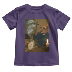 Funny Exorcist Cat Meme Toddler T Shirt Dark Humor Cat TS10 Purple Print Your Wear
