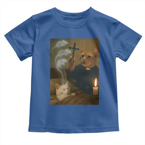 Funny Exorcist Cat Meme Toddler T Shirt Dark Humor Cat TS10 Royal Blue Print Your Wear