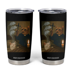 Funny Exorcist Cat Meme Tumbler Cup Dark Humor Cat TS10 Black Print Your Wear