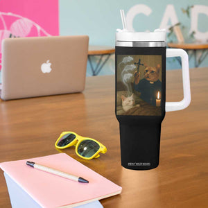 Funny Exorcist Cat Meme Tumbler With Handle Dark Humor Cat TS10 Print Your Wear