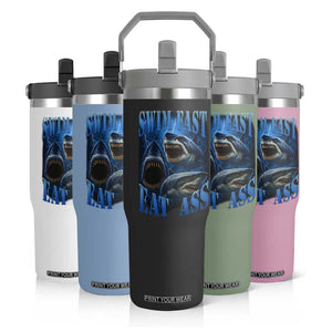 Retro Sharks Flip Straw Tumbler Swim Fast Eat Ass Vintage 90s Bootleg Graphic TS10 Print Your Wear