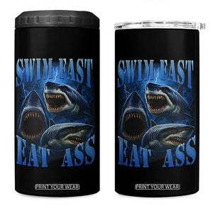 Retro Sharks 4 in 1 Can Cooler Tumbler Swim Fast Eat Ass Vintage 90s Bootleg Graphic TS10 One Size: 16 oz Black Print Your Wear
