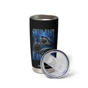 Retro Sharks Tumbler Cup Swim Fast Eat Ass Vintage 90s Bootleg Graphic TS10 Print Your Wear