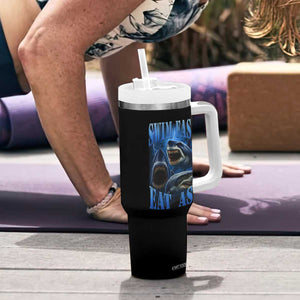 Retro Sharks Tumbler With Handle Swim Fast Eat Ass Vintage 90s Bootleg Graphic TS10 Print Your Wear