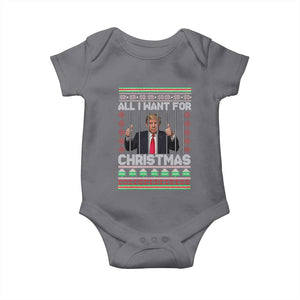 Funny Christmas Trump Prison Baby Onesie All I Want For Xmas Is Subtle FDT TS10 Charcoal Print Your Wear