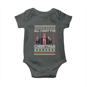 Funny Christmas Trump Prison Baby Onesie All I Want For Xmas Is Subtle FDT TS10 Dark Heather Print Your Wear