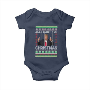 Funny Christmas Trump Prison Baby Onesie All I Want For Xmas Is Subtle FDT TS10 Navy Print Your Wear