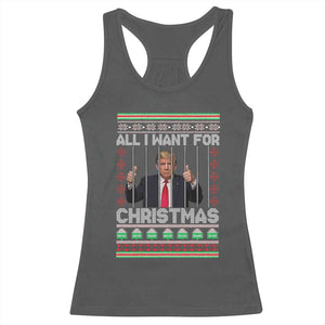 Funny Christmas Trump Prison Racerback Tank Top All I Want For Xmas Is Subtle FDT TS10 Dark Heather Print Your Wear