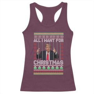 Funny Christmas Trump Prison Racerback Tank Top All I Want For Xmas Is Subtle FDT TS10 Maroon Print Your Wear