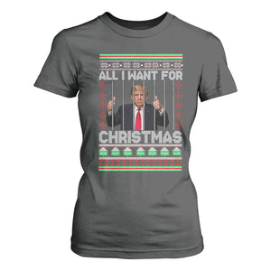 Funny Christmas Trump Prison T Shirt For Women All I Want For Xmas Is Subtle FDT TS10 Dark Heather Print Your Wear