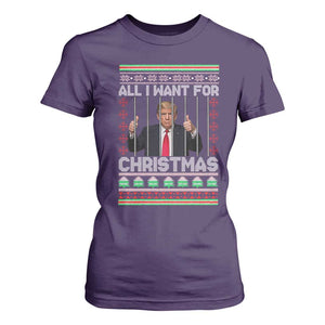 Funny Christmas Trump Prison T Shirt For Women All I Want For Xmas Is Subtle FDT TS10 Purple Print Your Wear