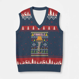 Leg Lamp Ugly Xmas V-Neck Knit Sweater Vest Funny Xmas Movie Fragile TS10 Navy Red Print Your Wear