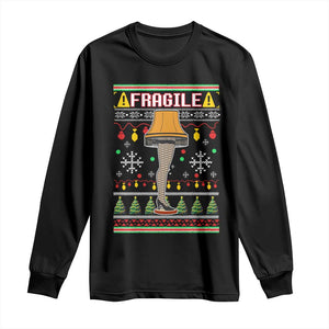 Leg Lamp Ugly Christmas Long Sleeve Shirt Funny Xmas Movie Fragile TS10 Black Print Your Wear