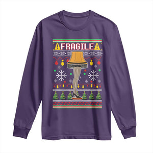 Leg Lamp Ugly Christmas Long Sleeve Shirt Funny Xmas Movie Fragile TS10 Purple Print Your Wear
