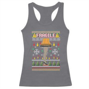 Leg Lamp Ugly Christmas Racerback Tank Top Funny Xmas Movie Fragile TS10 Charcoal Print Your Wear