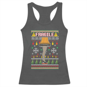 Leg Lamp Ugly Christmas Racerback Tank Top Funny Xmas Movie Fragile TS10 Dark Heather Print Your Wear