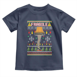 Leg Lamp Ugly Christmas Toddler T Shirt Funny Xmas Movie Fragile TS10 Navy Print Your Wear