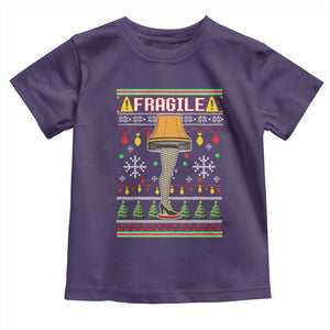 Leg Lamp Ugly Christmas Toddler T Shirt Funny Xmas Movie Fragile TS10 Purple Print Your Wear