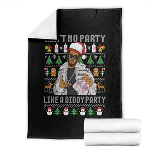 Funny Christmas Diddy Throw Blanket Aint No Party Like A Diddy Party Baby Oil Ugly Xmas TS10 Black Print Your Wear