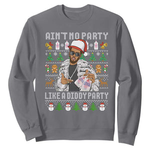 Funny Christmas Diddy Sweatshirt Aint No Party Like A Diddy Party Baby Oil Ugly Xmas TS10 Charcoal Print Your Wear