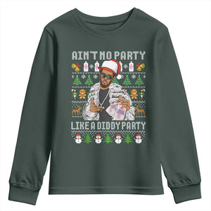 Funny Christmas Diddy Youth Sweatshirt Aint No Party Like A Diddy Party Baby Oil Ugly Xmas TS10 Dark Forest Green Print Your Wear