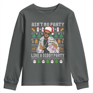 Funny Christmas Diddy Youth Sweatshirt Aint No Party Like A Diddy Party Baby Oil Ugly Xmas TS10 Dark Heather Print Your Wear