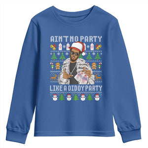 Funny Christmas Diddy Youth Sweatshirt Aint No Party Like A Diddy Party Baby Oil Ugly Xmas TS10 Royal Blue Print Your Wear
