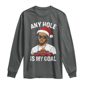 Funny Christmas Diddy Long Sleeve Shirt Any Hole is My Goal TS10 Dark Heather Print Your Wear
