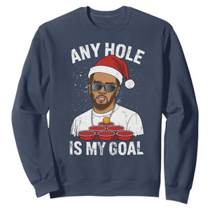 Funny Christmas Diddy Sweatshirt Any Hole is My Goal TS10 Navy Print Your Wear