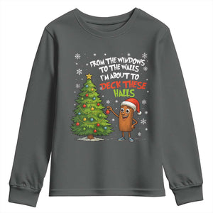 Funny Christmas Italian Brainrot Youth Sweatshirt Funny Memes From The Windows to the Walls I'm About To TS10 Dark Heather Print Your Wear