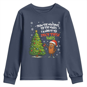 Funny Christmas Italian Brainrot Youth Sweatshirt Funny Memes From The Windows to the Walls I'm About To TS10 Navy Print Your Wear