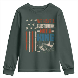 No Kings Protest Youth Sweatshirt We Have A Constitution Not A King American Flag TS10 Dark Forest Green Print Your Wear