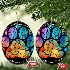 Pet Memorial Christmas Ornament Loss of Dog Cat Paw Pet Remembrance Gifts Stained Glass TS10 Oval Stained Glass Print Your Wear