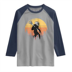 Funny Lax Bigfoot Raglan Shirt Retro Vintage Sasquatch Lacrosse TS10 Sport Gray Navy Print Your Wear